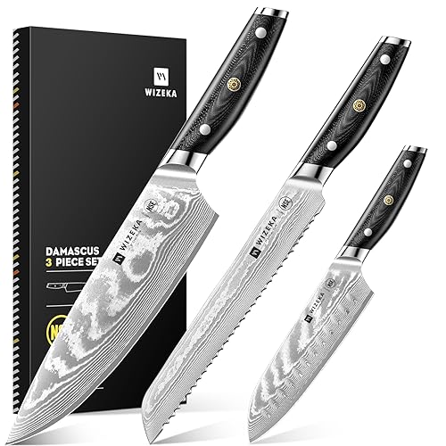 WIZEKA Damascus Knife Set