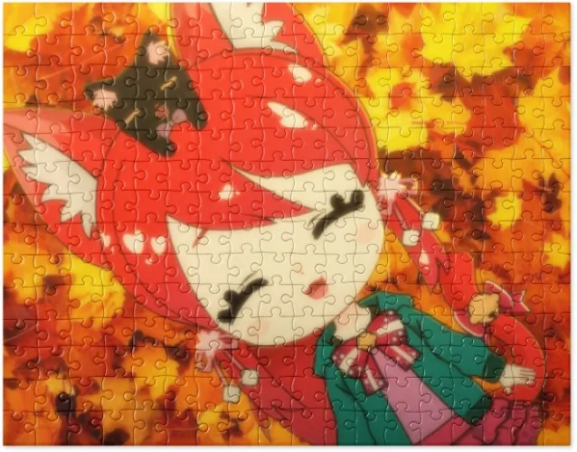 Mim playing in the leaves Jigsaw Puzzle (252 pieces)
