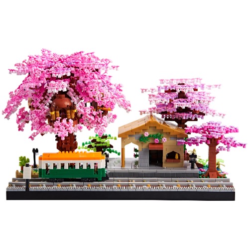 LEGO cherry blossom train station