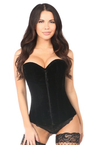 Daisy Corsets Lavish Black Velvet Overbust Corset - Small / Black