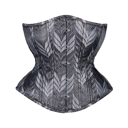 Gray Feathers in Vinyl Corset, Hourglass Silhouette, Regular | 22
