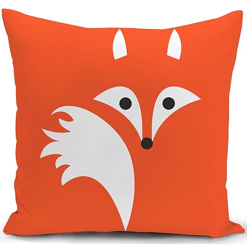 KUNQIAN Fox Cushion Cover Orange Decorations Gift for Women Kids Pillow Cover Ornament Decor Home Livingroom Couch Sofa 18"x18"(45x45cm) - S
