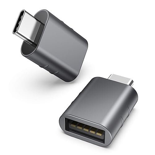 Syntech USB C to USB Adapter Pack of 2 USB C Male to USB 3.0 Female Adapter Compatible with MacBook Pro Air 2024, Microsoft Surface, iPad,Samsung Notebook, Dell XPS and More Type C Devices,Space Grey - Space Grey - 1.08 X 0.65 X 0.32 Inch