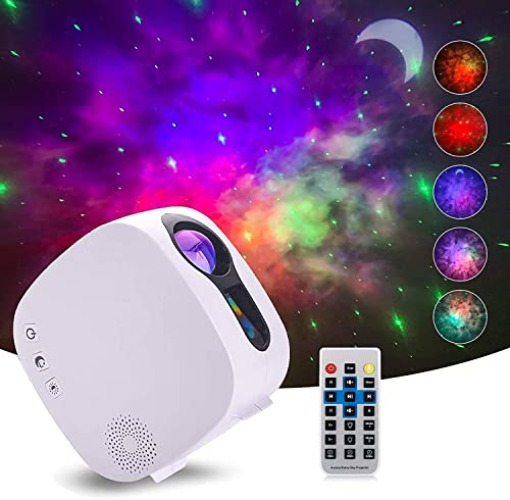 itayak Galaxy Projector,Night Light Star Projector with Bluetooth Speaker, Remot Control LED Nebula Projector Gift for Kids Room Bedroom Decor, Accompany,Night Light Ambiance - White
