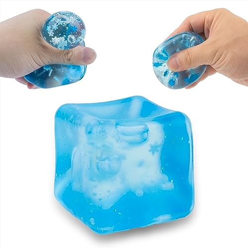 Ice Cube Squishy Toys TPR Transparent Ice Block Mochi Squishy Fidget Toys Stress Balls for Adults Stress Relief Toy Squeeze Toys Mini Squishies for Party Favors Gifts