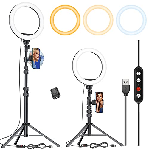 Kaiess 10.2" Selfie Ring Light with 65" Adjustable Tripod Stand & Phone Holder for Live Stream/Makeup, Upgraded Dimmable LED Ringlight for Tiktok/YouTube/Zoom Meeting/Photography - 10.2