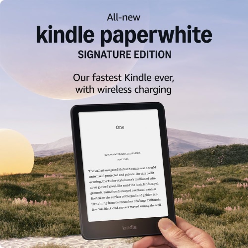 All-new Amazon Kindle Paperwhite Signature Edition Metallic Black – Our fastest Kindle with an auto-adjusting front light, wireless charging, and weeks of battery life (32 GB) - Metallic Black