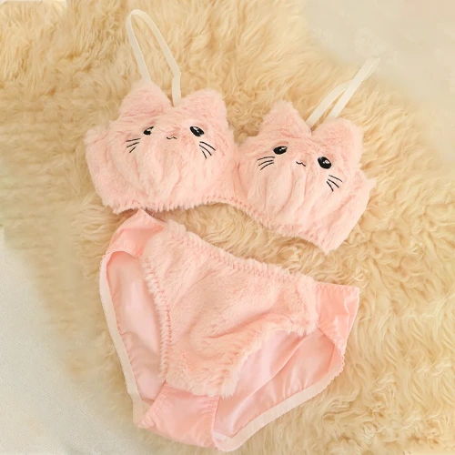 Kitty Ears Cartoon Plush Lingerie Set