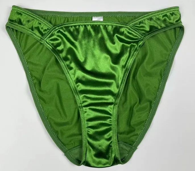 High Leg Satin Bikini Panty | Green