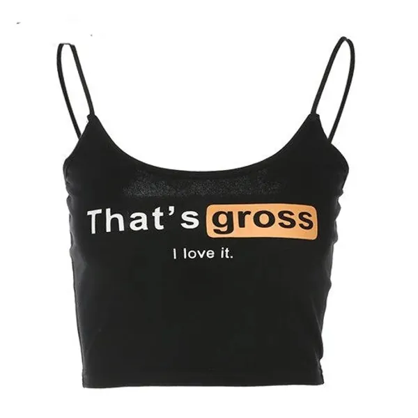 'That's Gross' Black Crop Top