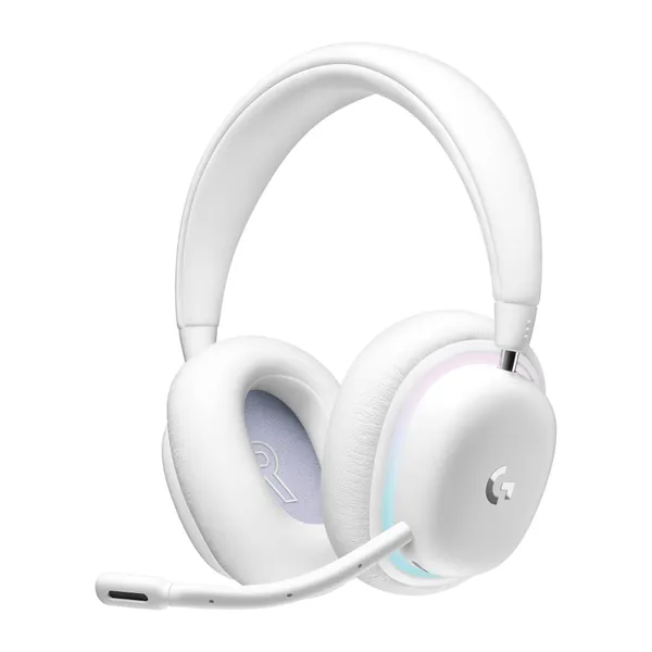 Logitech G G735 Wireless Gaming Headset, Customisable LIGHTSYNC RGB Lighting, LIGHTSPEED, Bluetooth, 3.5 MM Aux Compatible with PC, Mobile Devices, Detachable Microphone - White Mist