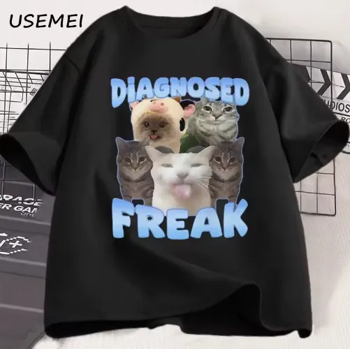 Diagnosed Freak Funny Cat Meme T-shirt 