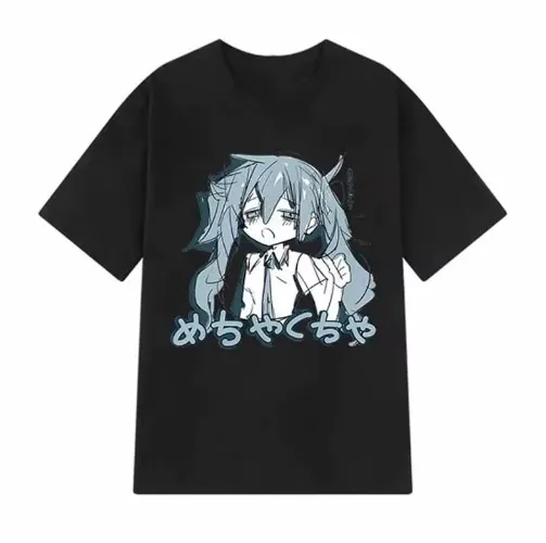 Japanese Y2K Anime Women T-shirt Cotton Loose Streetwear Casual Tees