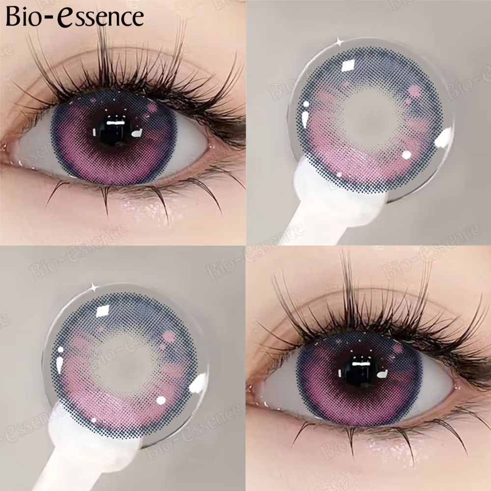 Bio-essense Natural Colored Contacts Lenses Pink 1Pair Contacts Beauty Pupils Color Contacts Yearly Makeup Cosmetic Contact Lens