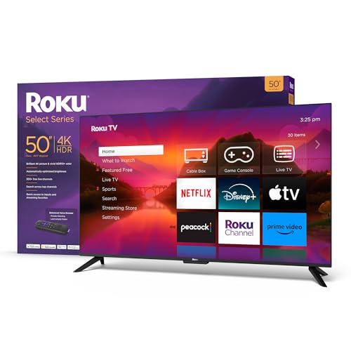 Roku Smart TV – 50-Inch Select Series 4K HDR RokuTV Enhanced Voice Remote, Brilliant 4K Picture, Automatic Brightness, & Seamless Streaming – Live Local News, Sports, Family Entertainment - 50"