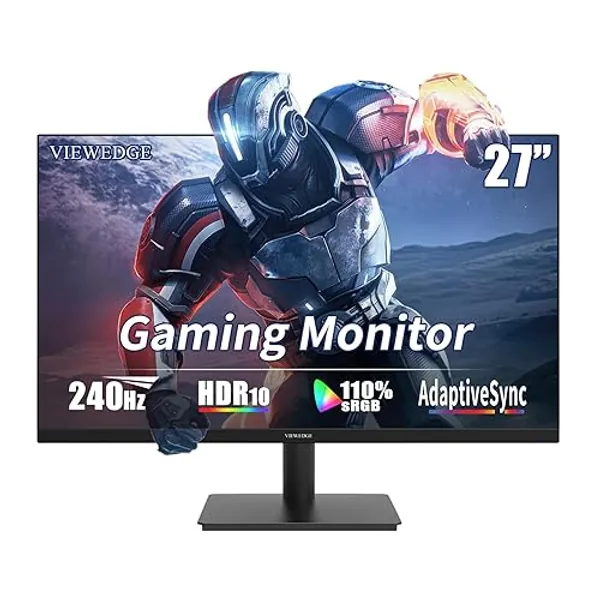 Viewedge 27 inch Gaming Monitor 240Hz 1ms FHD (1920x1080p) Computer Monitor, 110% sRGB HDR10 HDMI x 2 & DP x 2 Port, Built-in Speakers, Support Freesync and Wall Mount - 27 inch 240Hz - 27 inch FHD 240Hz