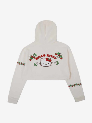 Hello Kitty Strawberries Puff Print Cropped Hoodie | L
