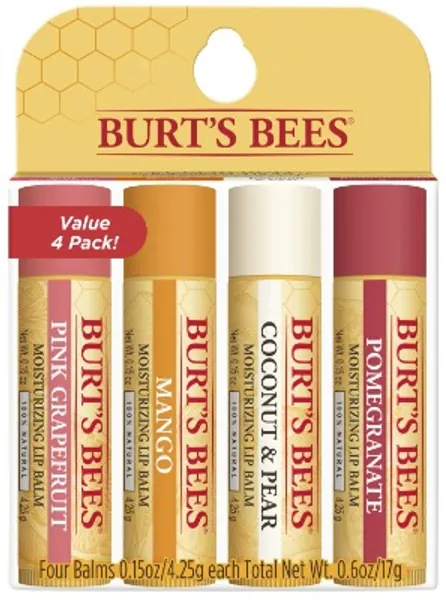 Burt's Bees 100% Natural Moisturizing Lip Balm, Superfruit, 4 Tubes in Blister Box