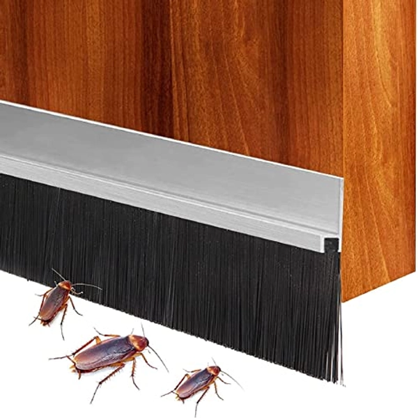 AllRight Bürstendichtung Streifenbürste Türbürste 50 x 1500mm Streifenbürste Türbürste Türdichtung Alu Roßhaar Insektenschutz Türbesen Luftzugstopper aus Aluminium mit Bürst