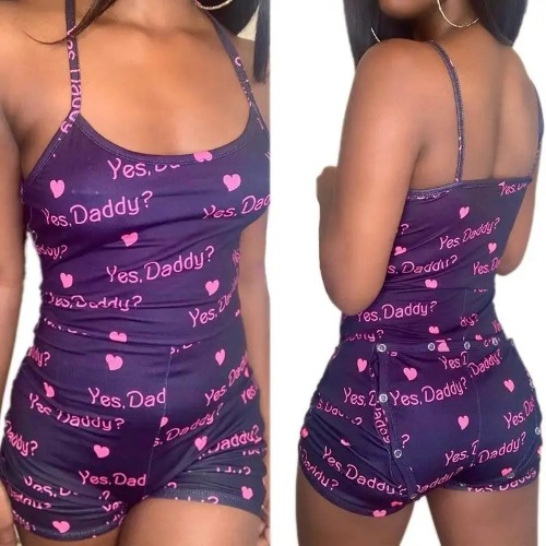Yes Daddy Tank Top Bum-Flap Romper in Black or White - Yes Daddy Black / L