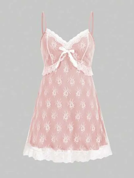 ROMWE Kawaii Plus Size Summer Elegant Lace Cami Dress