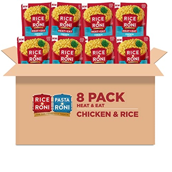 Rice-A-Roni Heat & Eat Rice, Microwaver Rice, Quick Cook Rice, Chicken, (8 Pack)