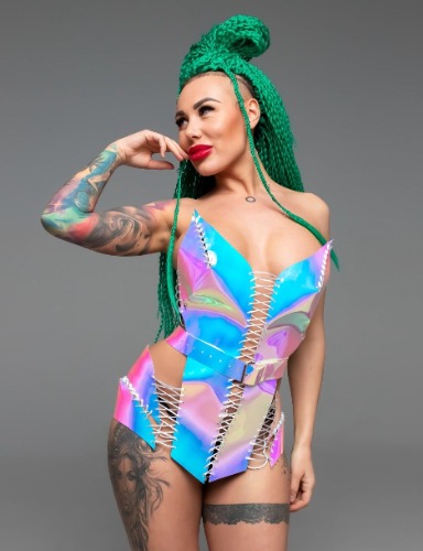 Neon Party Dress: Stage Performance Ensemble for Women - XXL