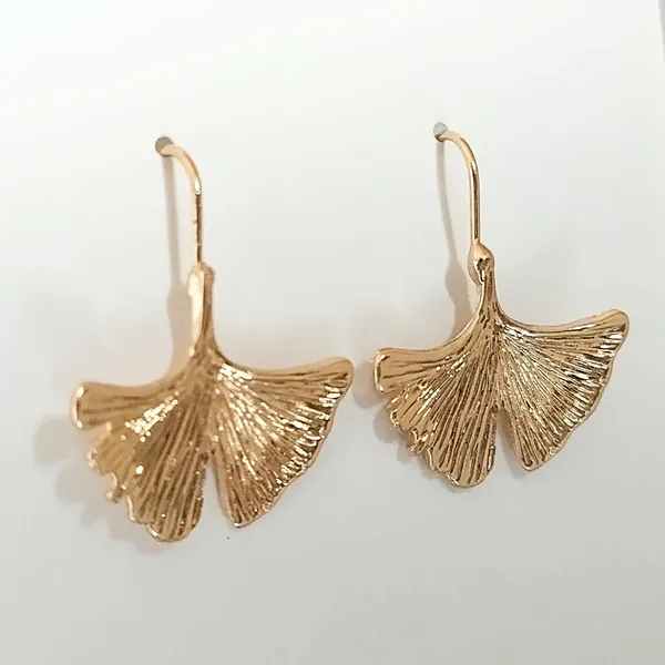Ginkgo Earrings, Leaf Earrings, Minimalist Ginkgo Leaf Earrings