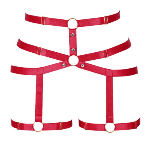BBOHSS Women's Body Harness Leg Garter Elastic Band Hollow Waist Stockings Garter Garter Punk Gothic Accessories - Big Red-P0110