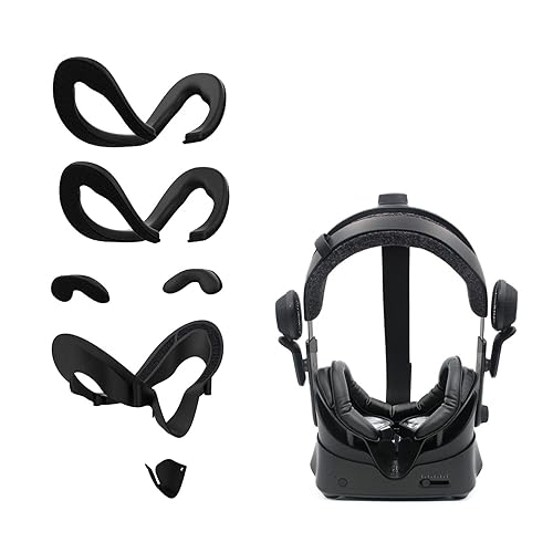 AMVR Facial Interface Bracket & PU Leather Foam Face Cover Pad Replacement & Anti-Leakage Nose Pad & Protective Lens Cover Comfort Set for Valve Index Headset