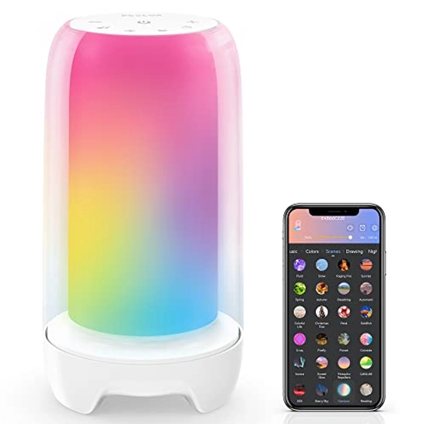 ECOLOR Smart Table Lamp, Touch Lamp with Vioce Control, Dimmable Warm Cool White LED Bedside Lamp, Creative DIY Mode, Color Changing Smart RGB Lamps for Bedrooms Gaming Living Room