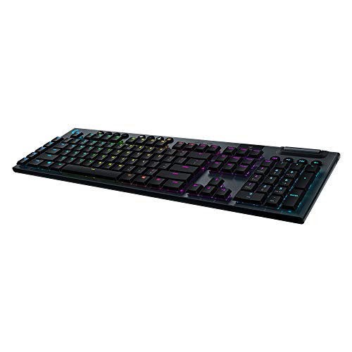 Logitech G915 LIGHTSPEED RGB Mechanical Gaming Keyboard, Low Profile GL Clicky Key Switch, LIGHTSYNC RGB, Advanced LIGHTSPEED Wireless and Bluetooth Support - Clicky,Black - Black - Full Size - Wireless - Clicky