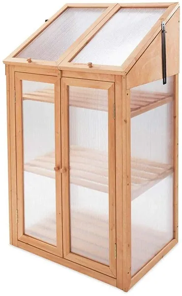 Abaseen Garden Wooden Greenhouse Cold frame, Transparent One Size Brown, 120x69x49 cm With Polycarbonate Semi Transparent Glazing (Wooden Green House, 120x69x49 cm)