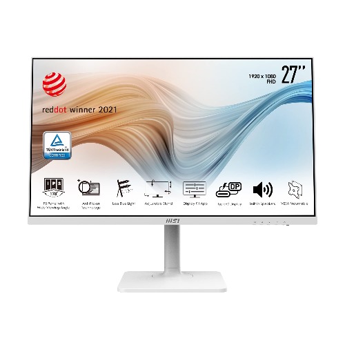MSI Modern MD271PW - Monitor Business 27” Full HD - Panel IPS 1920 x 1080, 75Hz, Características Pro Confort Visual, Soporte Ajustable 4 Posiciones, Montaje VESA, Puertos USB tipo C y HDMI - Blanco