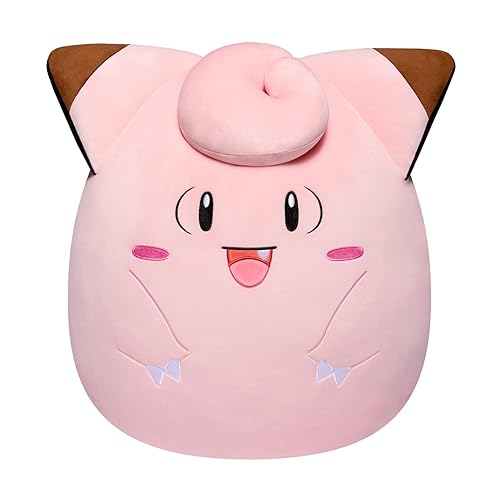 Pokémon Bandai Peluche Squishmallows 50 cm - Mélofée (Clefairy) - Grande Peluche Ultra-Douce - Licence Officielle Géante Peluche Mélofée - JWS00048 - Mélofée
