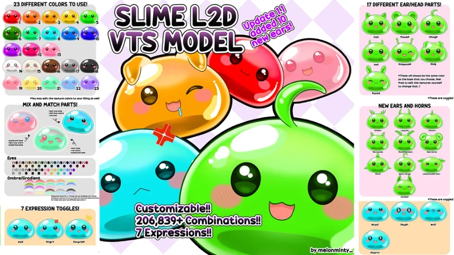 Customizable L2D Slime Vtuber Model