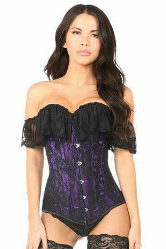 Lavish Purple Lace Off-The-Shoulder Corset - 4X / purple
