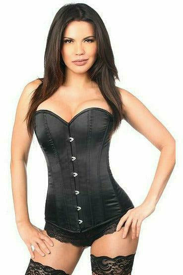Lavish Black Satin Overbust Corset w/Busk Closure - 3X / black