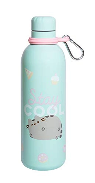 Grupo Erik Bottiglia 500 ml Pusheen Foodie Borraccia Termica con Doppia Parete in Acciaio Inox, Chiusura ermetica, BPA Free, con moschettone per Lo Zaino, Inossidabile