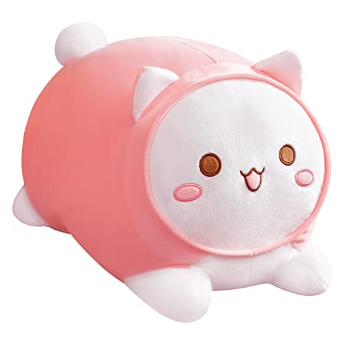 Fortuning's JDS L-it-50catdog-210914 - Peluche grande gatto, animali di gatto, giocattoli per ragazza, gattino carino, 50 cm, rosa, L - Rosa - L (Lot de 1)