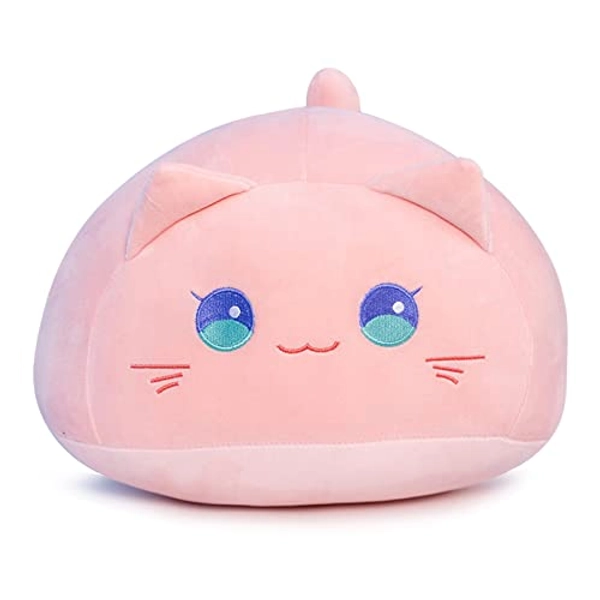 Ubaywey Rosa Gatto Peluche Grasso Gatto Cuscino in Peluche Anime Gatto Animali di Peluche Giocattolo per Animali Adorabile Abbracciare Cuscino per Dormire per Bambino Gli Amici 30 CM