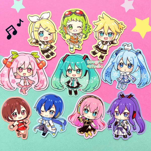 Vocaloid Stickers - Hatsune Miku, Snow Miku, Sakura Miku, Rin, Len, Meiko, Kaito, Luka, Gumi, Gackpo - Sakura Miku
