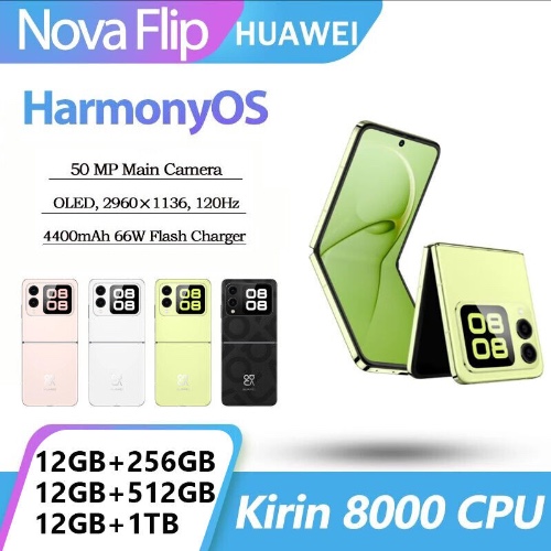 Original Huawei Nova Flip 120HZ Kirin 8000 Octa Core 50MP 66W HarmonyOS 4.2 NFC