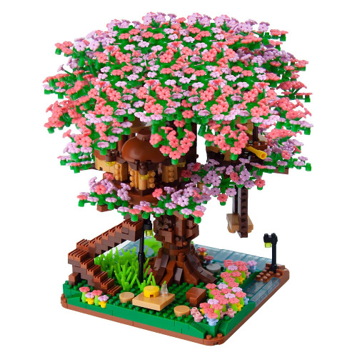 OundarM Mini Cherry Blossom Treehouse Bonsai Tree Building Blocks Set, Botanical Collection Building for Adults, 14+ Teens, Home Decor Accessories (2008 Pcs) - Cherry Blossom Treehouse