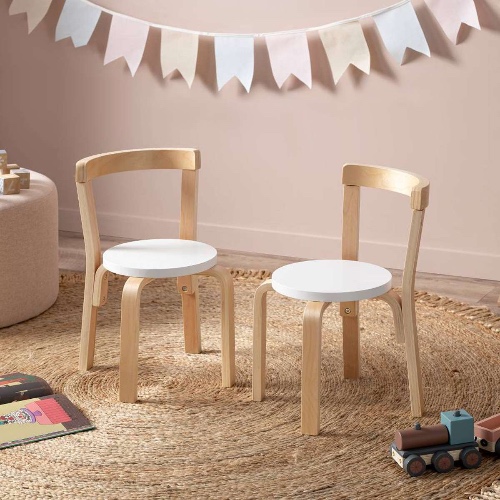 Hudson Kids Chair - Set of 2 - White/Natural | Default Title