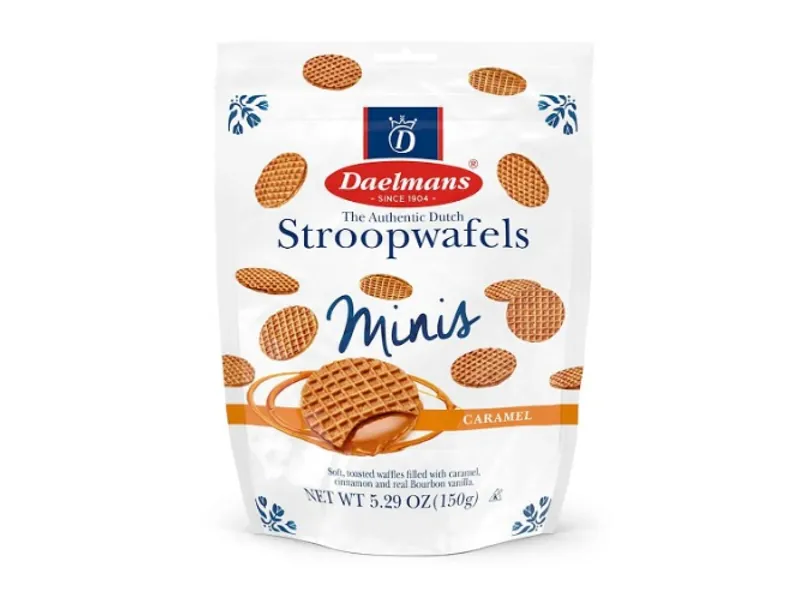 DAELMANS Stroopwafels, Dutch Waffles Soft Toasted, Caramel, Office Snack, Mini Size, Kosher Dairy, Authentic Made In Holland, 1 Pouch, 5.29 oz