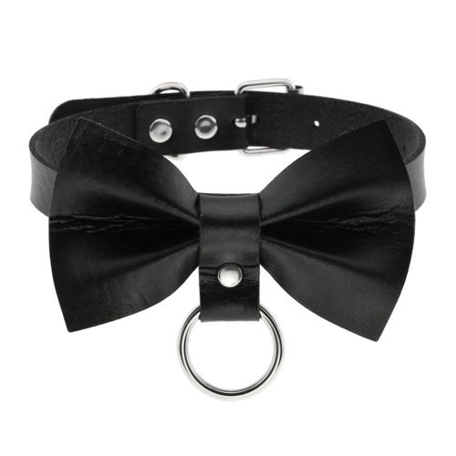 Goth Neck Strap with Bowknot - Black