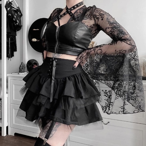 Pleated Goth Skirt - S