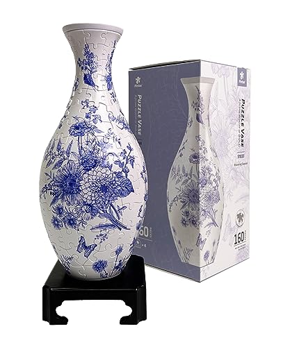Pintoo 3D Puzzle Vase Unique Flower Vase Made by 160 Curved Plastic Puzzle Pieces House Warming Gift for Flower Arrangements and Home Decoration - [S1033] (Classic, Blooming Season) - Blooming Season - classic