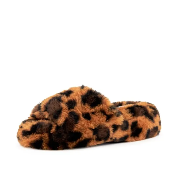 Women's Geneva Faux Fur Slipper Leopard by Nest Shoes - S